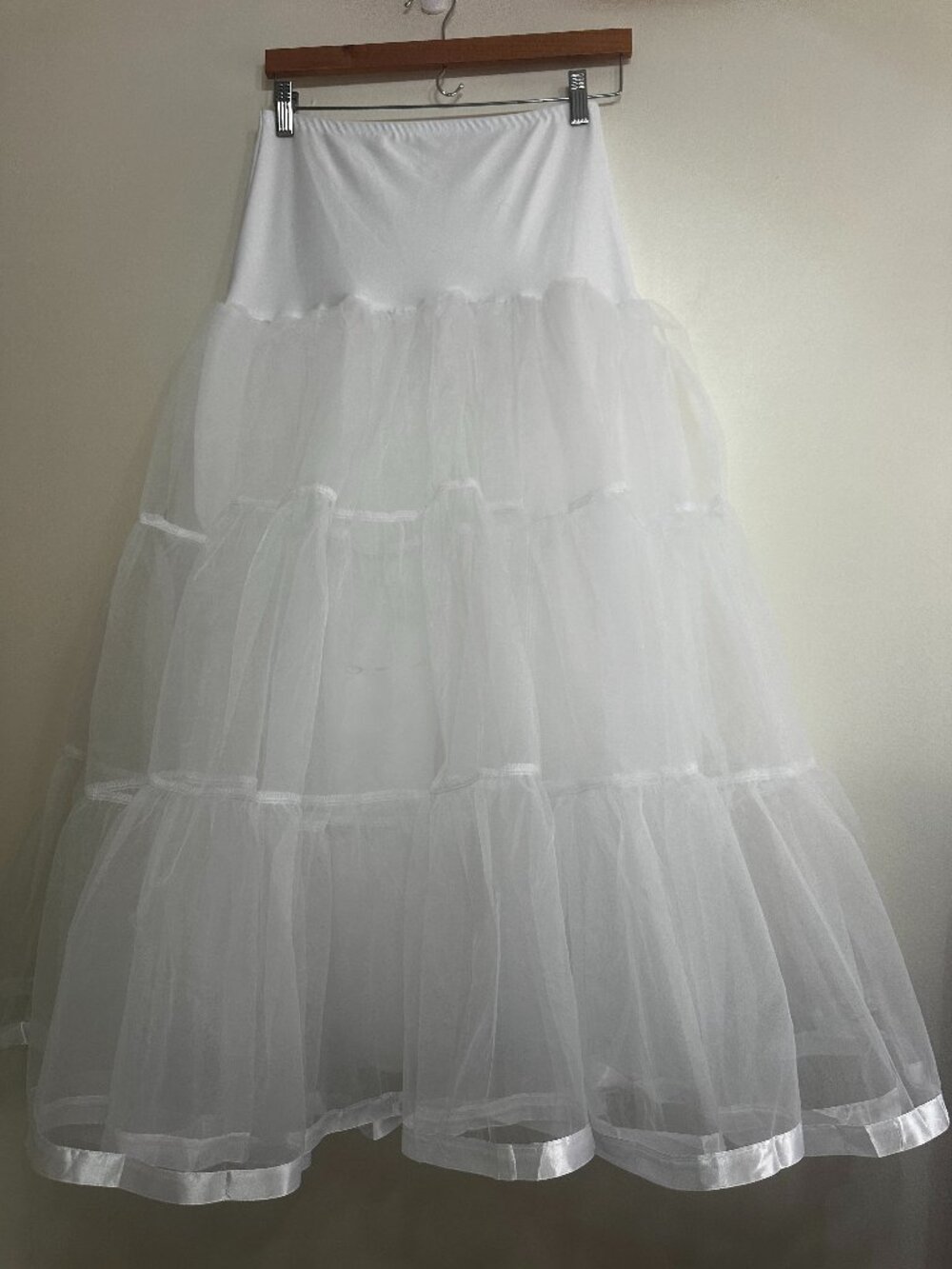 White Tiered Petticoat Crinoline 36" Full Length Bridal Wedding Dress Underskirt